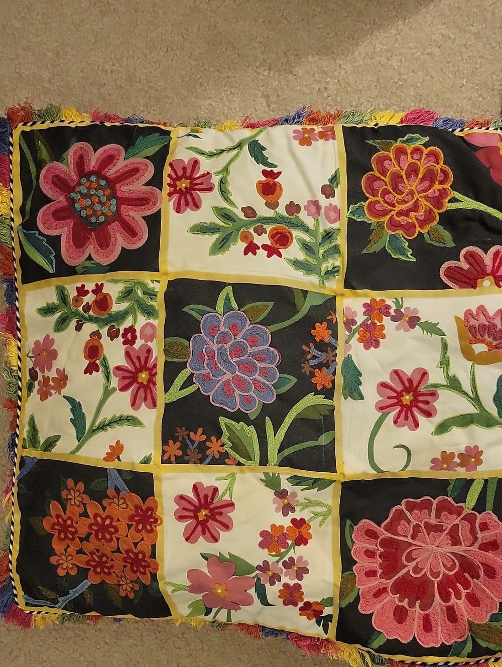 Pier 1 Patchwork Cushion Cover Embroidered Boho Bohemian Pillow Case. READ MORE